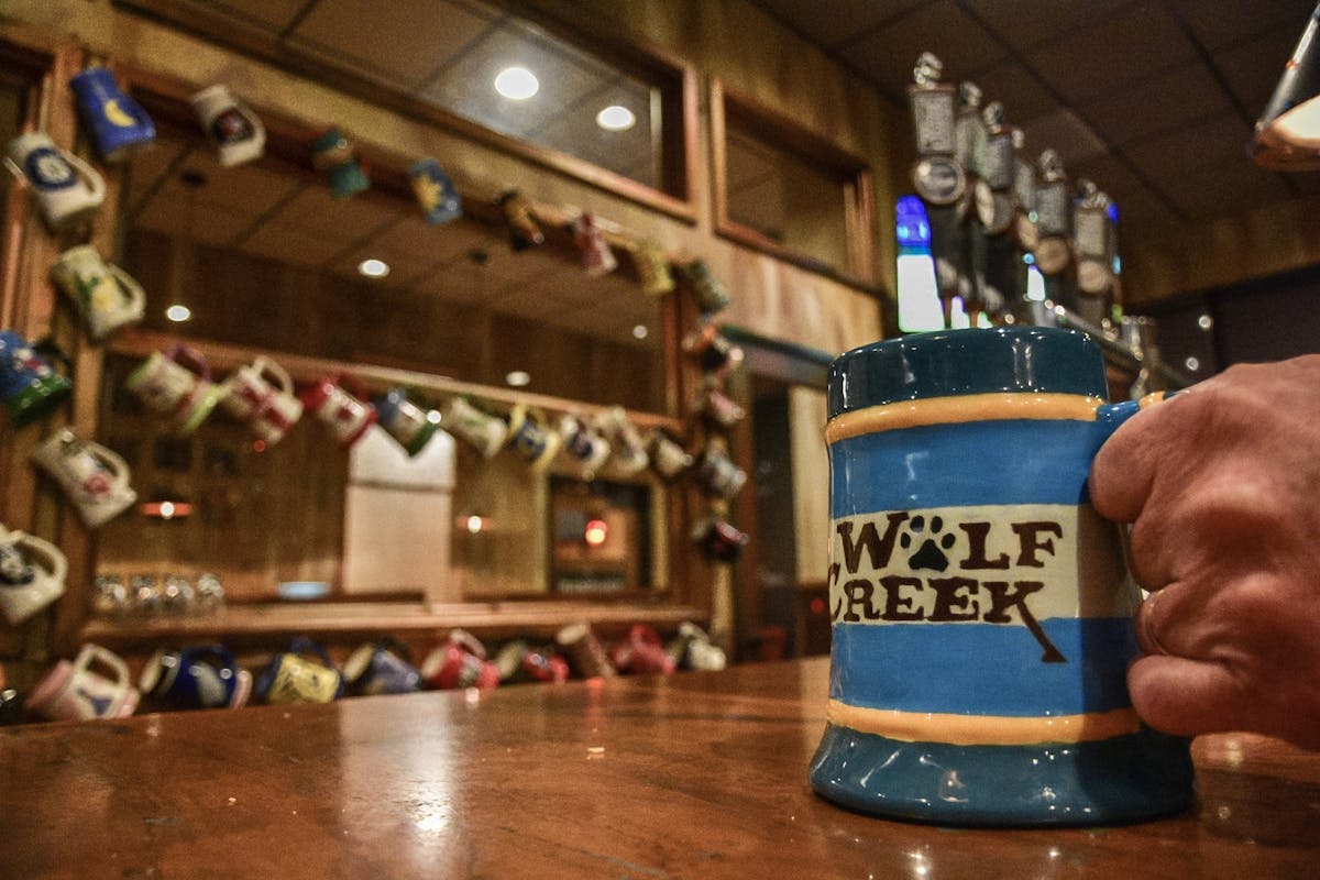 a bottle in a bar